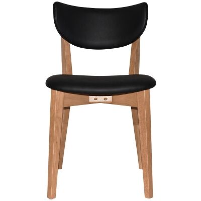 Rialto Commercial Grade Oak Timber Dining Chair, Vinyle Seat & Back, Black / Light Oak