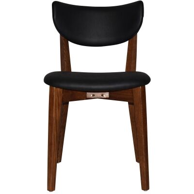 Rialto Commercial Grade Oak Timber Dining Chair, Vinyle Seat & Back, Black / Light Walnut