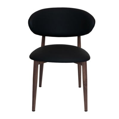 Scarlett Commercial Grade Vinyl Dining Chair, Black / Walnut