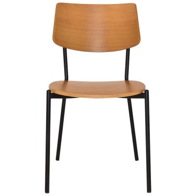 Texas Commercial Grade Steel Dining Chair, Timber Back & Seat, Light Oak / Black