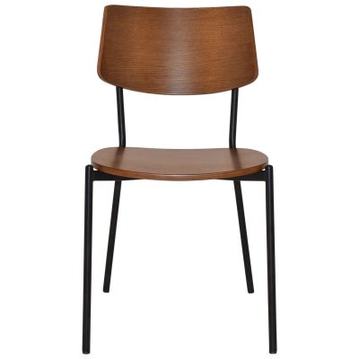 Texas Commercial Grade Steel Dining Chair, Timber Back & Seat, Light Walnut / Black