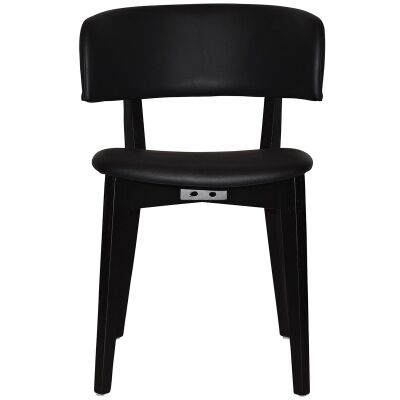 Torino Commercial Grade Oak Timber Dining Chair, Vinyl Seat & Back, Black / Black