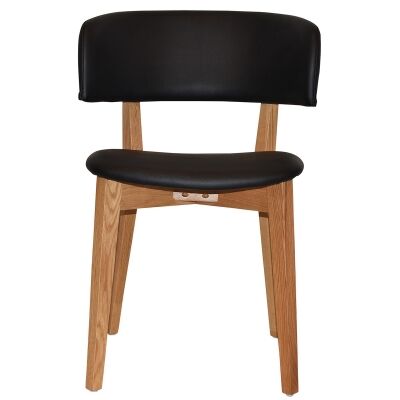 Torino Commercial Grade Oak Timber Dining Chair, Vinyl Seat & Back, Black / Light Oak