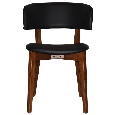 Torino Commercial Grade Oak Timber Dining Chair, Vinyl Seat & Back, Black / Light Walnut
