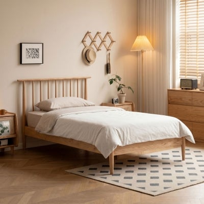 Zelro New Zealand Pine Timber Platform Bed, King Single