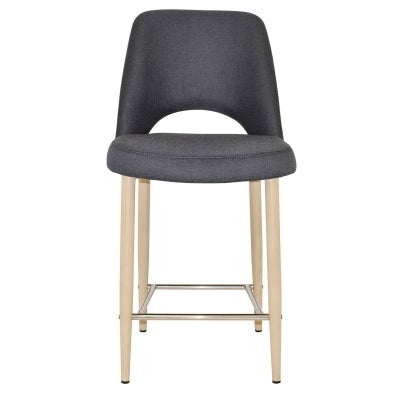 Albury Commercial Grade Gravity Fabric Counter Stool, Metal Leg, Slate / Birch