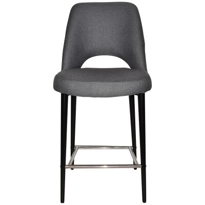 Albury Commercial Grade Gravity Fabric Counter Stool, Metal Leg, Slate / Black