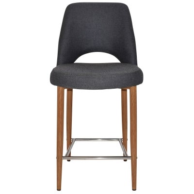 Albury Commercial Grade Gravity Fabric Counter Stool, Metal Leg, Slate / Light Oak
