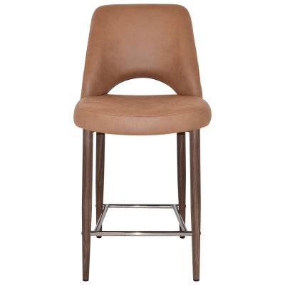Albury Commercial Grade Pelle / Benito Fabric Counter Stool, Metal Leg, Tan / Light Walnut