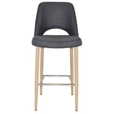 Albury Commercial Grade Gravity Fabric Bar Stool, Metal Leg, Slate / Birch