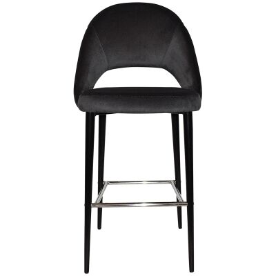 Chevron Commercial Grade Regis Fabric Bar Stool, Metal Leg, Charcoal / Black