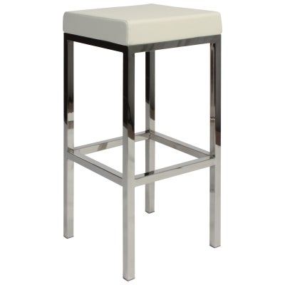 Oslo V2 Commercial Grade Vinyl Upholstered Stainless Steel Bar Stool - White