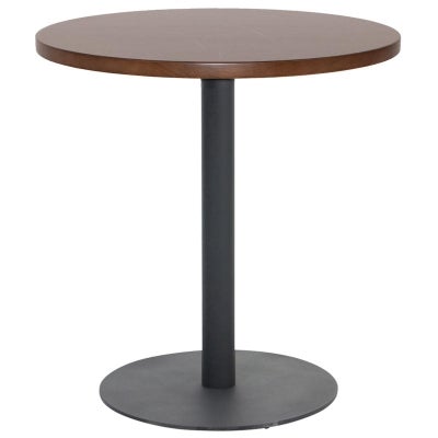 Danube Commercial Grade Timber & Steel Round Dining Table, 70cm, Walnut / Black