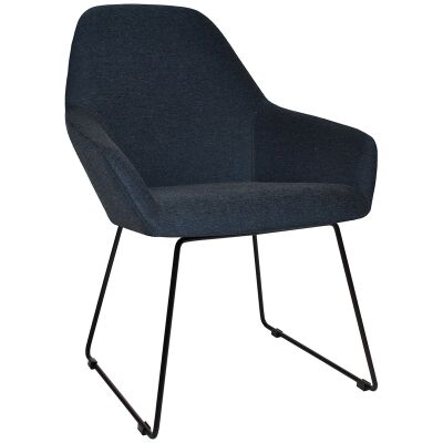 Bronte Commercial Grade Gravity Fabric Dining Armchair, Sled Leg, Navy / Black