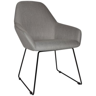 Bronte Commercial Grade Gravity Fabric Dining Armchair, Sled Leg, Steel / Black