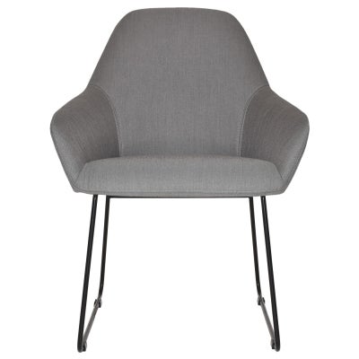 Bronte Commercial Grade Gravity Fabric Dining Armchair, Metal Sled Leg, Steel / Black