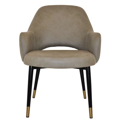 Albury Commercial Grade Pelle / Benito Fabric Tub Chair, Slim Metal Leg, Sage / Black Brass