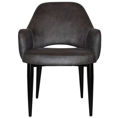 Albury Commercial Grade Eastwood Fabric Tub Chair, Metal Leg, Slate / Black