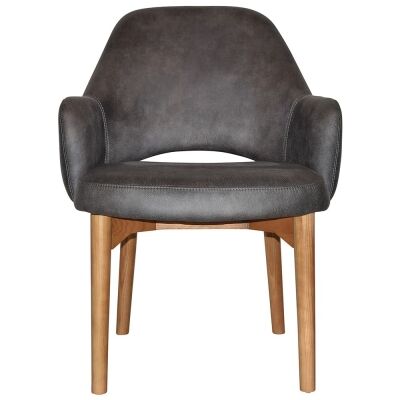 Albury Commercial Grade Eastwood Fabric Tub Chair, Timber Leg, Slate / Light Oak