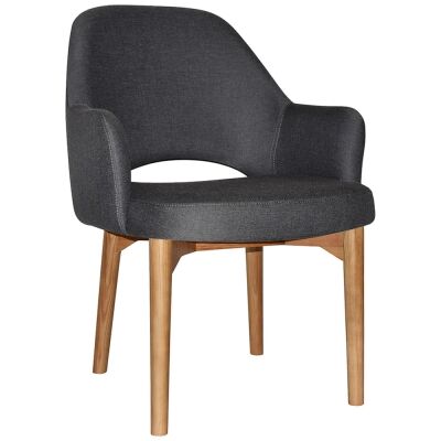 Albury Commercial Grade Gravity Fabric Tub Chair, Timber Leg, Slate / Light Oak