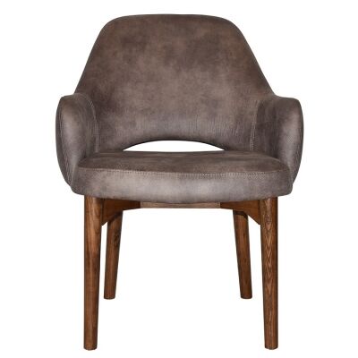 Albury Commercial Grade Eastwood Fabric Tub Chair, Timber Leg, Donkey / Light Walnut
