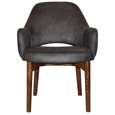 Albury Commercial Grade Eastwood Fabric Tub Chair, Timber Leg, Slate / Light Walnut