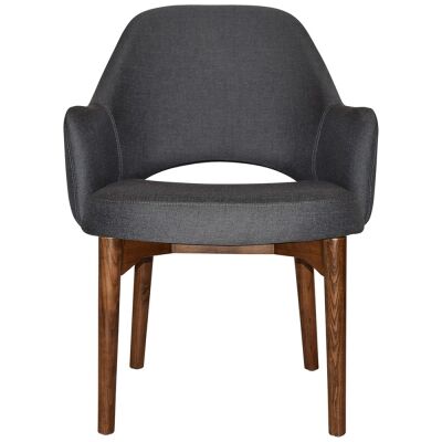 Albury Commercial Grade Gravity Fabric Tub Chair, Timber Leg, Slate / Light Walnut