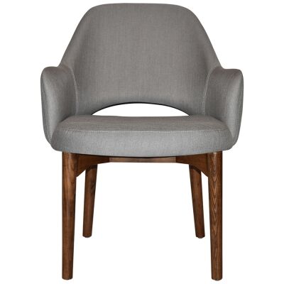 Albury Commercial Grade Gravity Fabric Tub Chair, Timber Leg, Steel / Light Walnut