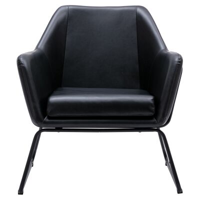 Mezzi Faux Leather Lounge Armchair, Black