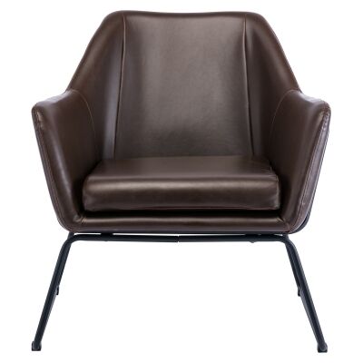 Mezzi Faux Leather Lounge Armchair, Dark Brown