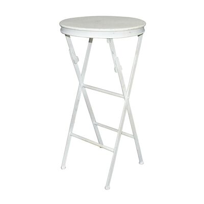 Wagram Iron Round Foldable Side Table, Tall, White