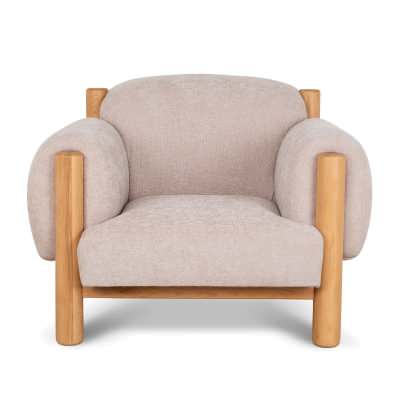 Aven Fabric & Timber Armchair, Taupe