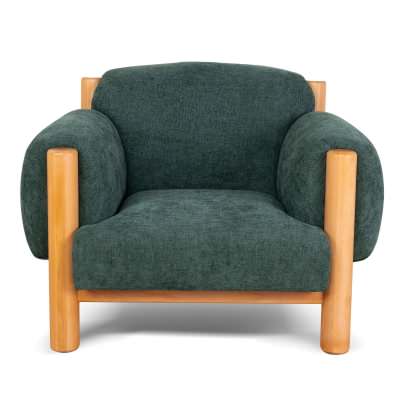 Aven Fabric & Timber Armchair, Green