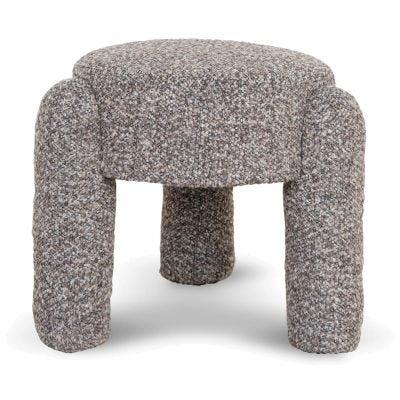 Quilen Fabric Round Ottoman Stool, Choco Brown