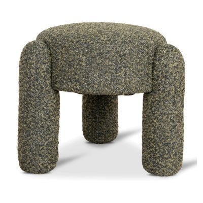 Quilen Fabric Round Ottoman Stool, Basil Green