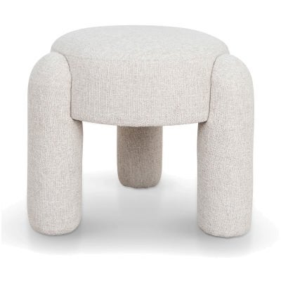 Quilen Fabric Round Ottoman Stool, Coastal Beige