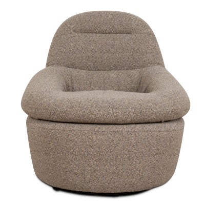 Davory Boucle Fabric Swivel Lounge Chair, Latte 