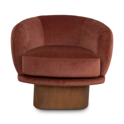 Orvik Fabric Swivel Armchair, Rust