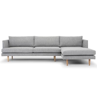 Mina Fabric Corner Sofa, 2 Seater with RHF Chaise, Graphite Grey