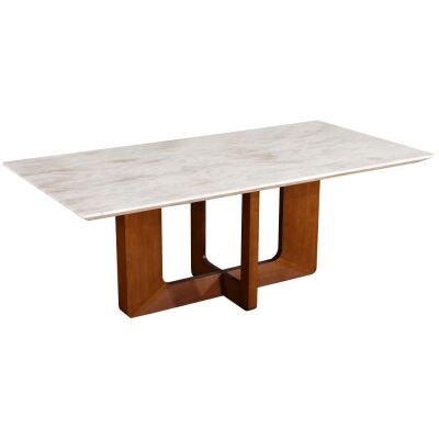 Atholl Marble Topped Timber Dining Table, 200cm