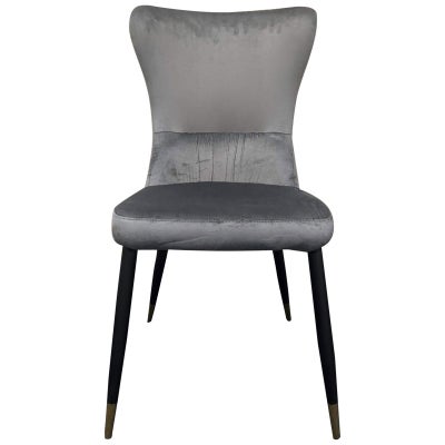 Bourbon Velvet Fabric Dining Chair, Grey