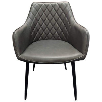 Coffeyton PU Leather Carver Dining Chair, Charcoal