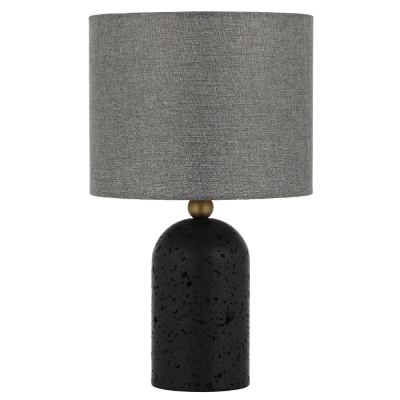 Livia Travertine Base Table Lamp, Black / Dark Grey