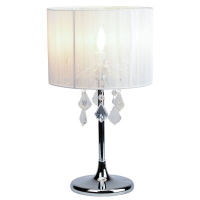 Paris Crystal Table Lamp, White