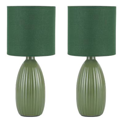 Nora Ceramic Base Table Lamp, Set of 2, Green