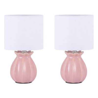 Blossom Ceramic Base Table Lamp, Set of 2, Blush