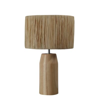 Manon Wooden Base Table Lamp with Raffia Shade