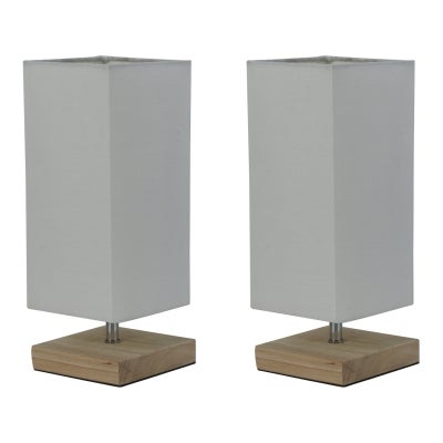 Mano Wooden Base Table Lamp, Square, Set of 2