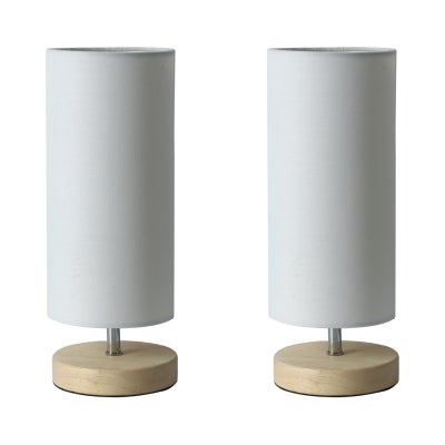 Mano Wooden Base Table Lamp, Round, Set of 2