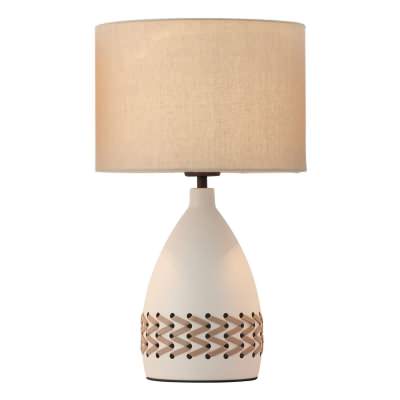 Piper Iron & Leather Base Table Lamp, Cream